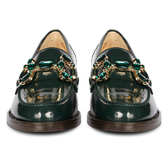 Livia Green Abrasivato Leather Loafer