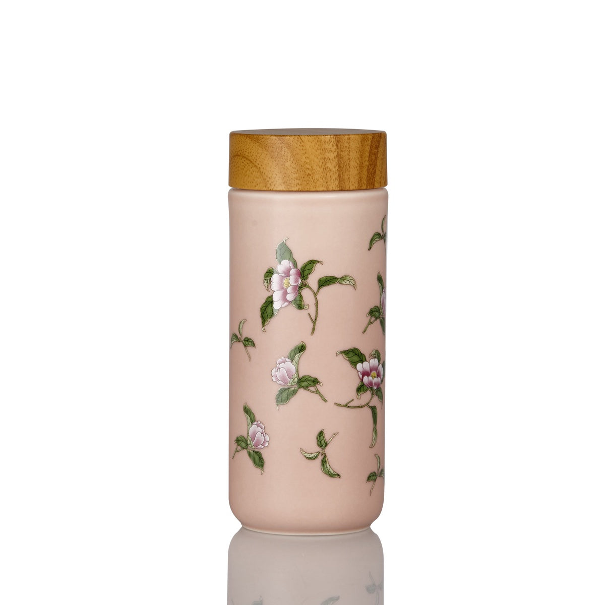  Acera The Flower Fairy Travel Mug - Rose Pink with Floral Decals - Bonton