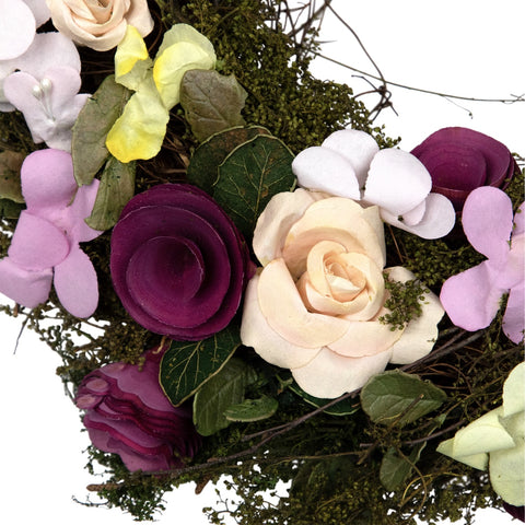 14" Purple and Green Floral  Berries and Twig Artificial Spring Floral Wreath