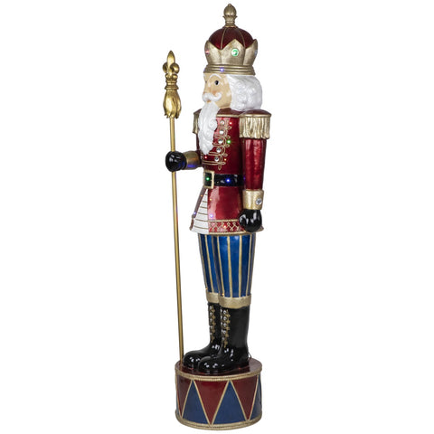 LED Lighted Jeweled Commercial Grade Fiberglass Christmas Nutcracker - 6' - Red and Blue