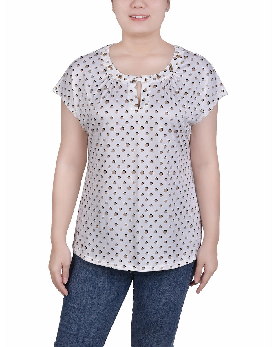  NY Collection Extended Sleeve Top With Grommets - Nice Icemoon - Bonton