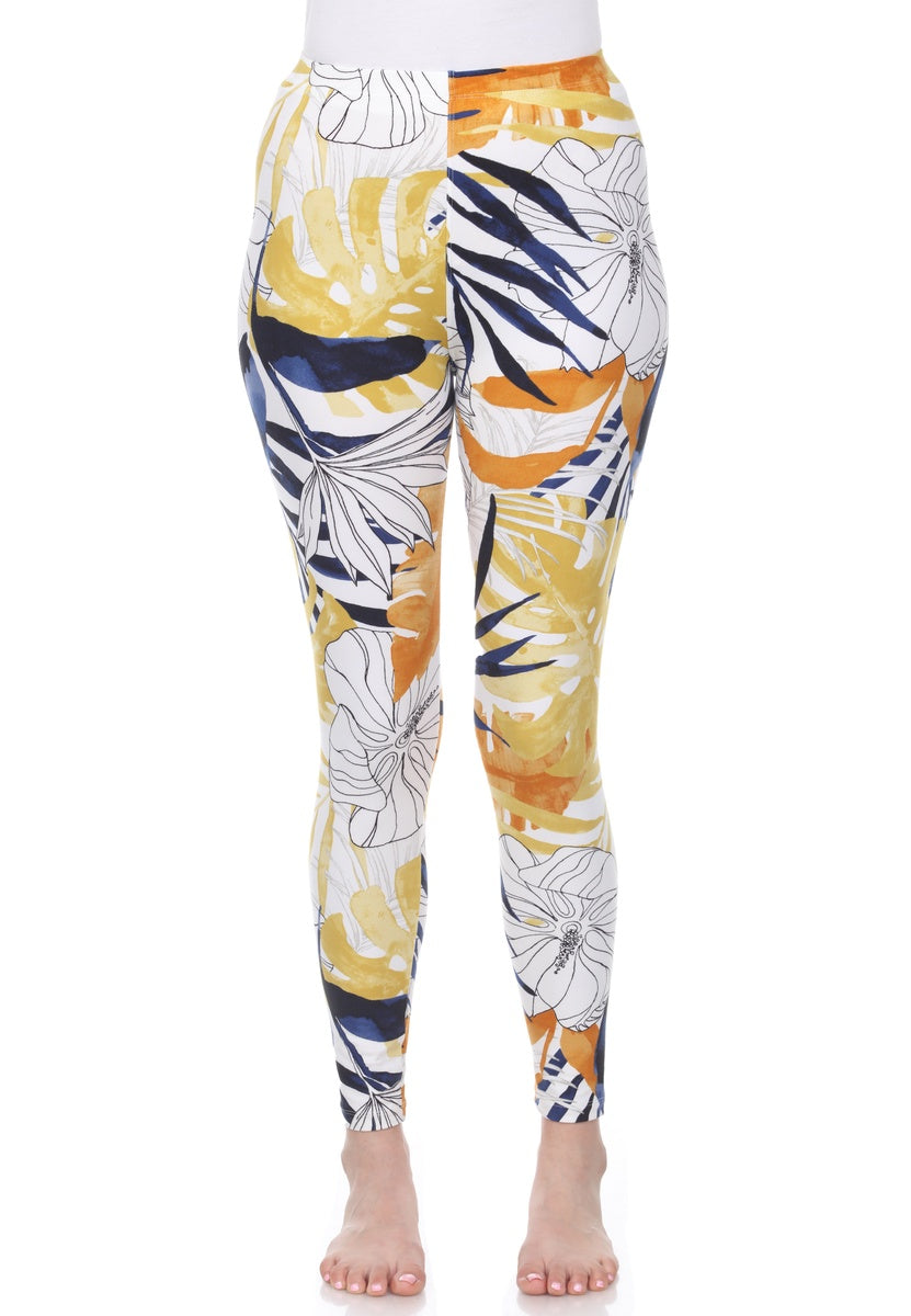  White Mark Super Soft Tropical Printed Leggings - one size - Bonton