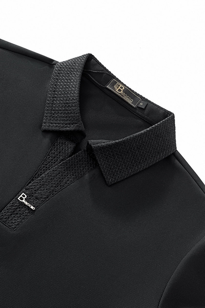  Barocco Stride Contrast Collar Polo BLACK - BLACK - Bonton