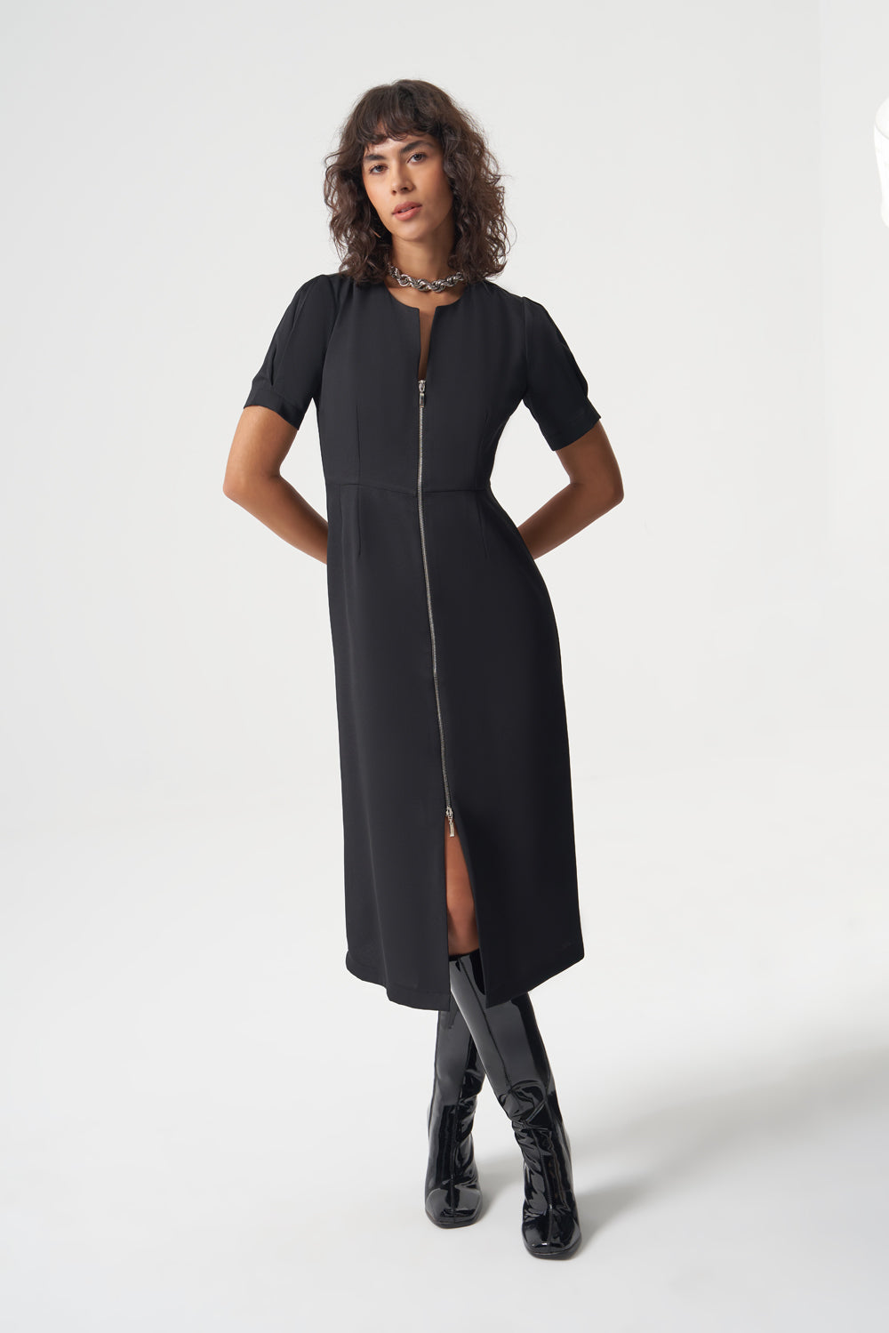  Mizalle Woven Zipper Dress  - Dress - Black - Bonton
