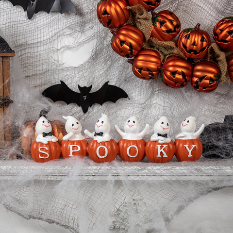 15" Ghosts and Pumpkins "Spooky" Halloween Decoration