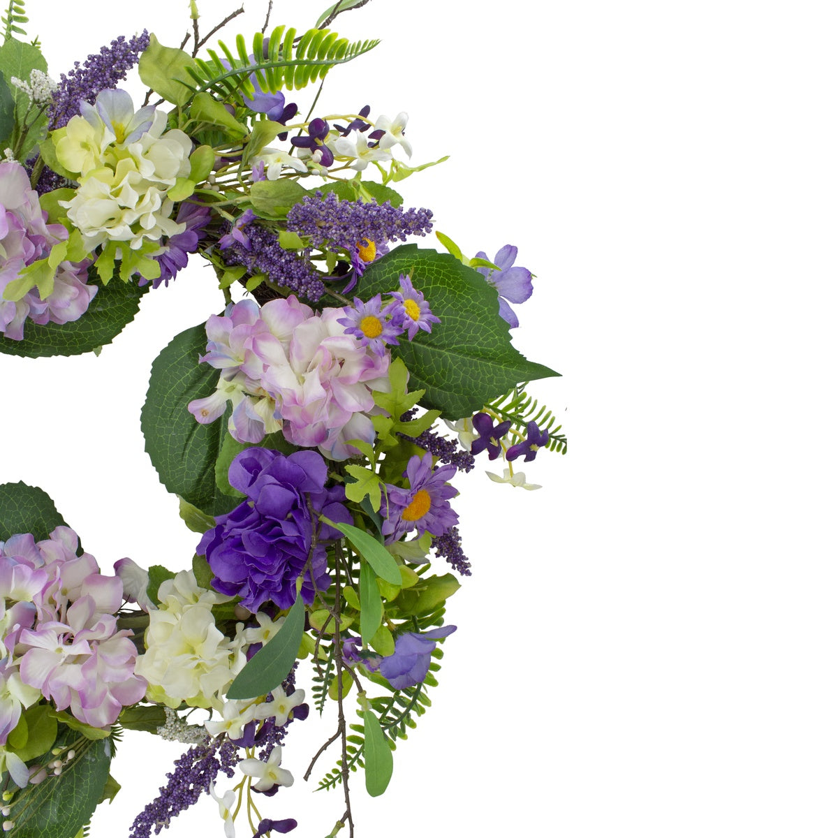  Northlight Hydrangea and Foliage Spring Floral Twig Wreath  Purple 26