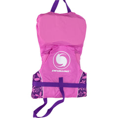 20" Pink and Purple Floral Girl Infant Life Jacket Vest With Handle - Up to 30lbs