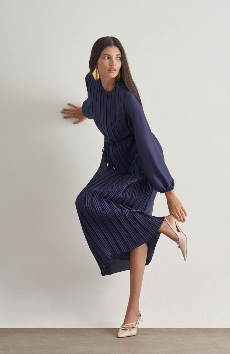  Mizalle Mizalle Maxi Dress - Navy Blue - Bonton