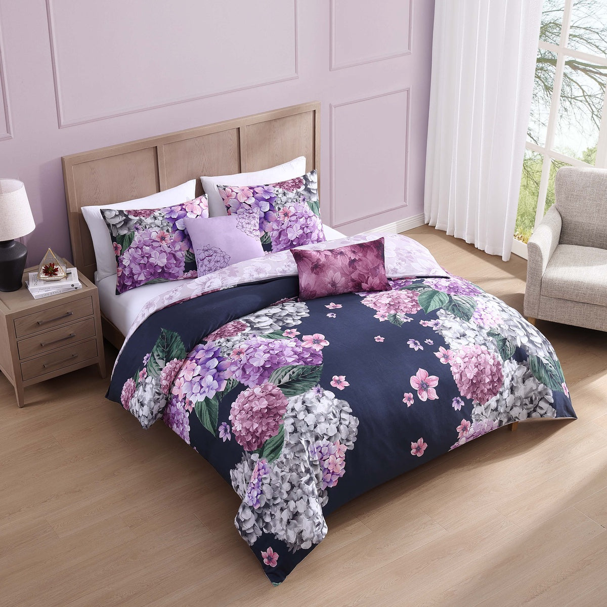  Bebejan Bebejan Purple Bliss 5 Piece Reversible Comforter Set - QUEEN - Bonton