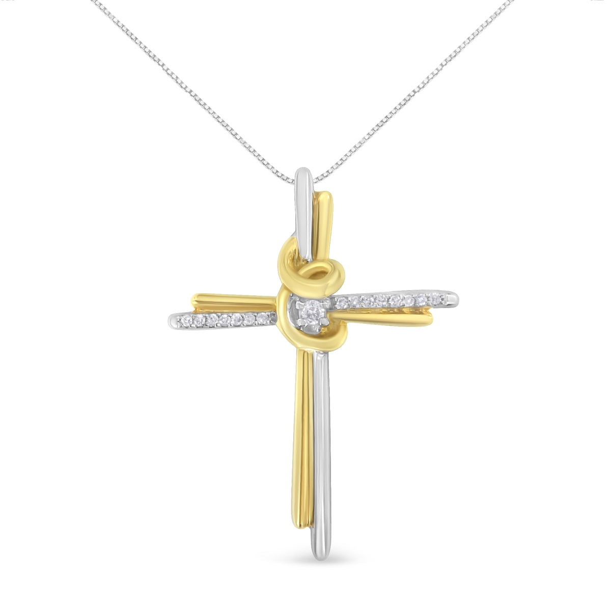  Haus of Brilliance Espira 10K Two-Tone Yellow & White Gold Diamond-Accented Cross 18