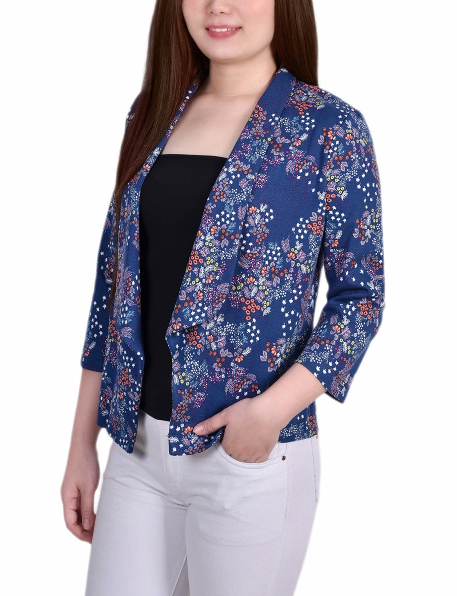  NY Collection Long Sleeve Ponte Jacket - Plum Caspia - Bonton