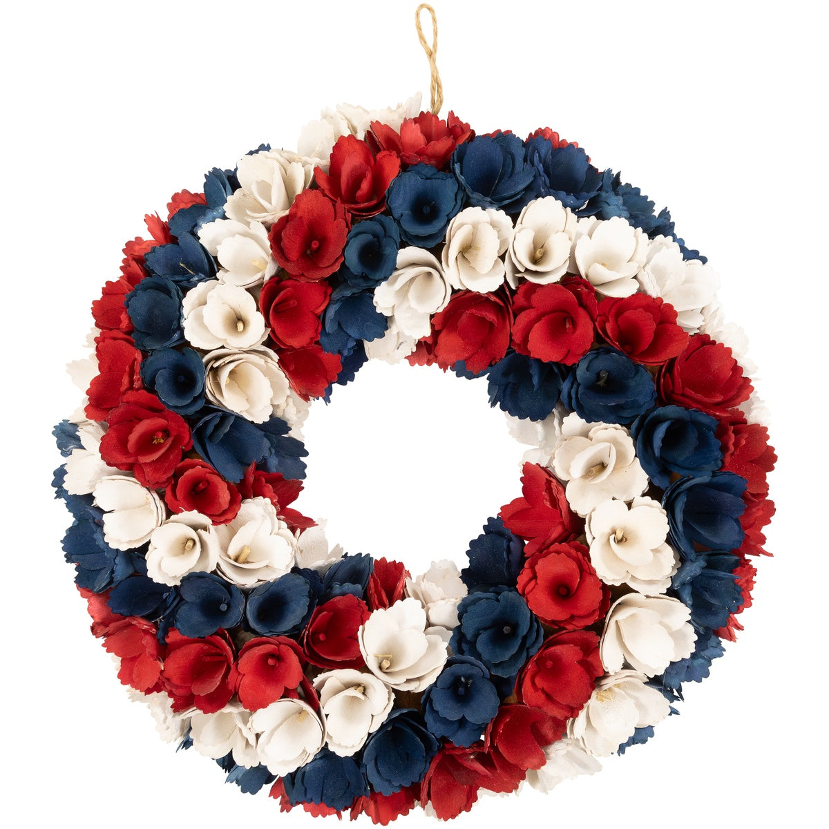  Northlight Floral Wood Shavings Patriotic Wreath - 14