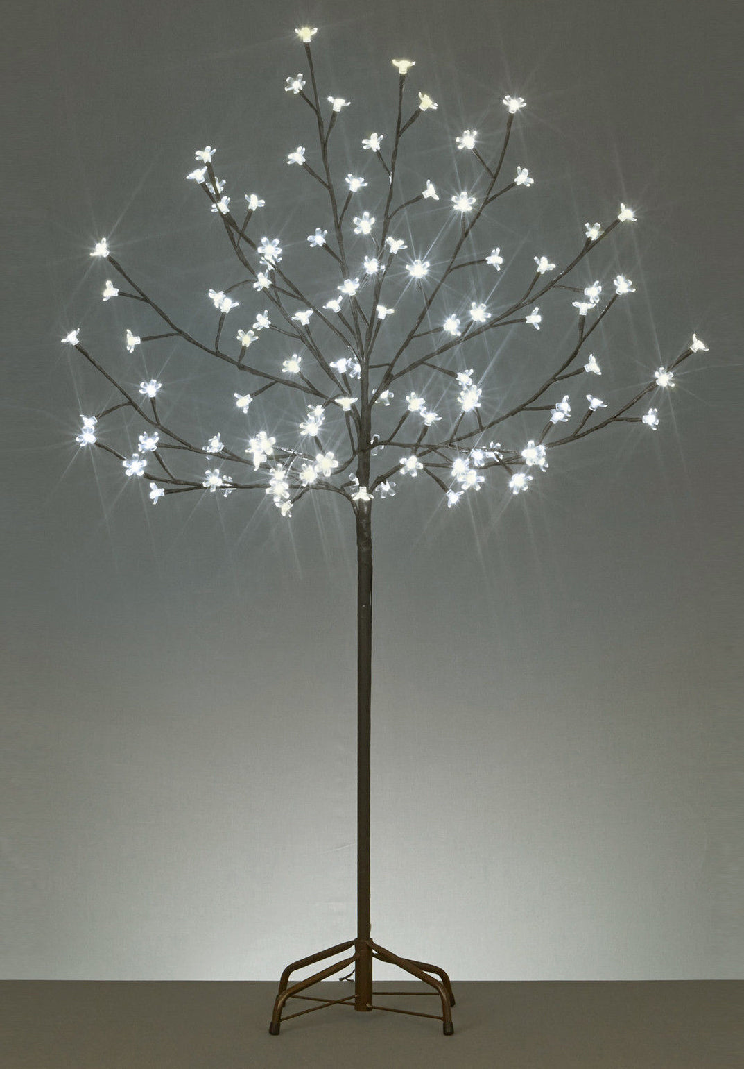  6' Pre-Lit Slim LED Lighted Cherry Blossom Artificial Tree - Pure White Lights - White - Bonton