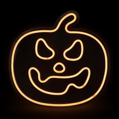 LED Lighted Neon Style Jack-O-Lantern Halloween Window Silhouette - 15" - Orange