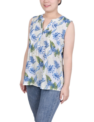 Sleeveless Pintucked Blouse