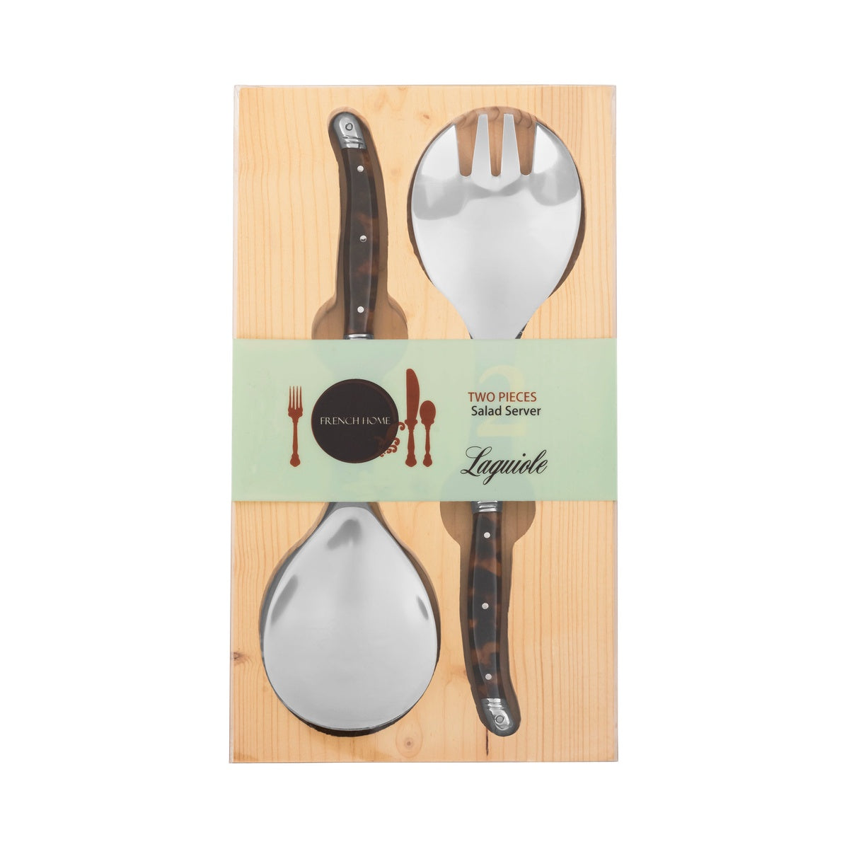  French Home French Home 2-Piece Set of Laguiole Connoisseur Tortoise Shell Salad Servers - Default Title - Bonton