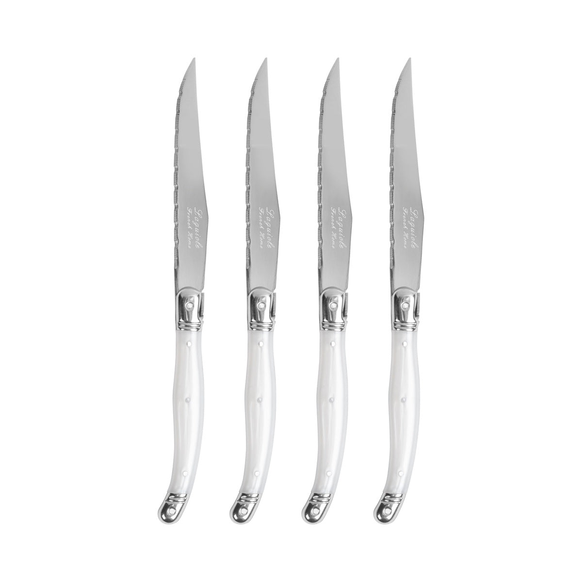  French Home Set of 4 Laguiole Steak Knives, Pearlized White - Default Title - Bonton