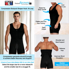 InstantRecoveryMD Compression Bodysuit Shaper Hook and Loop MD309