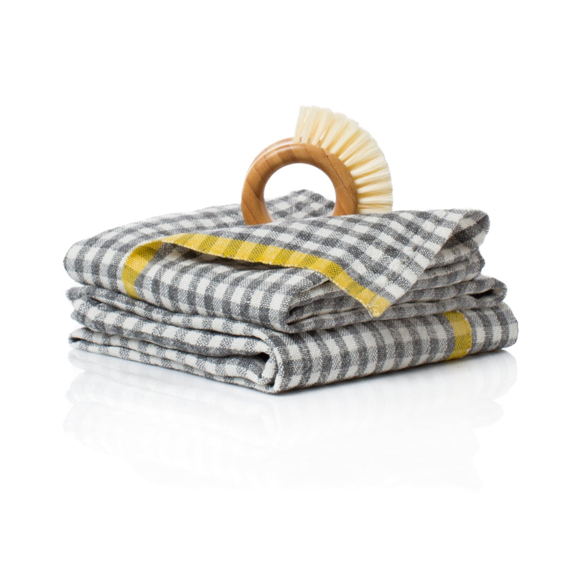  Caravan Two-Tone Gingham Towels, Set of 2 - Lime & Aqua - Bonton