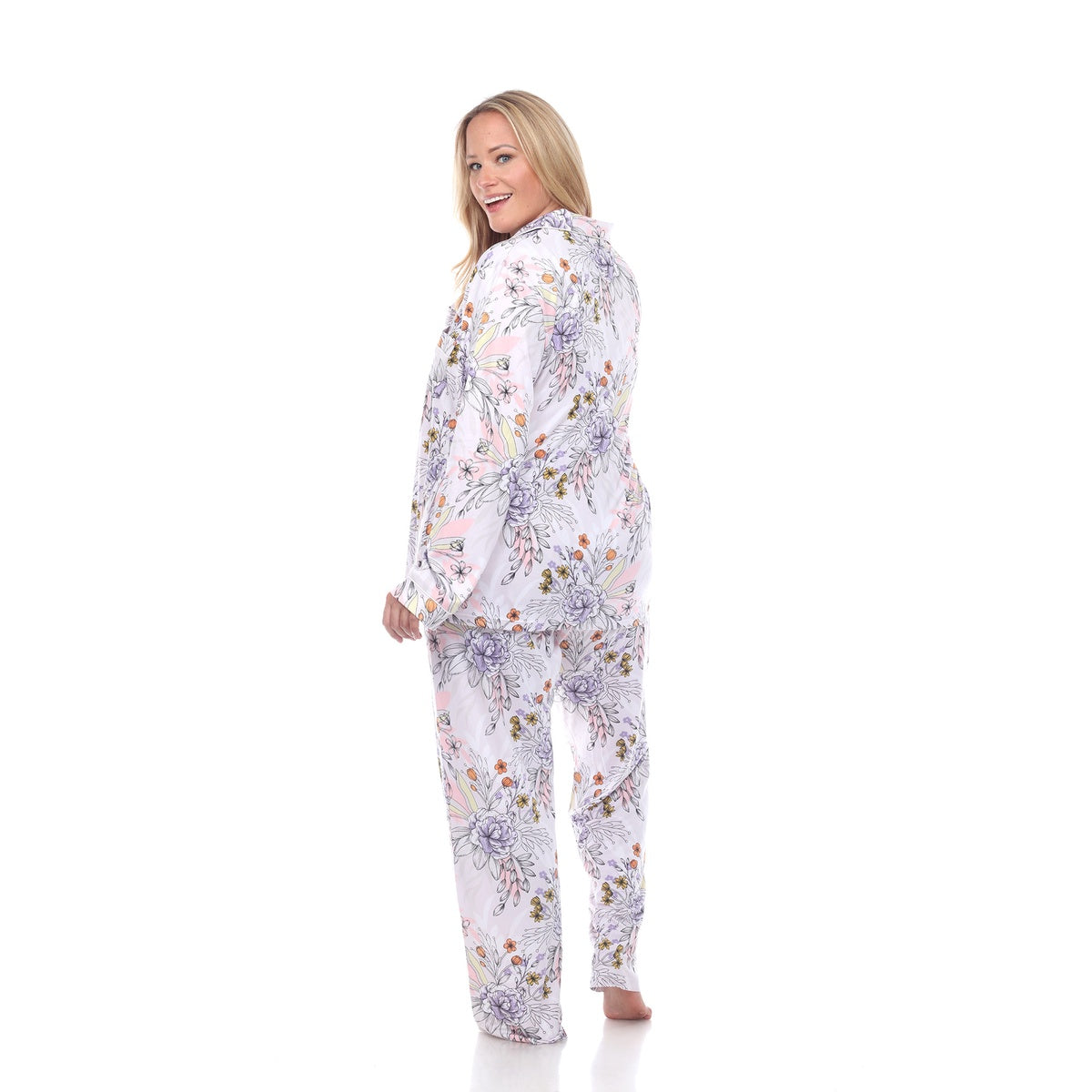  White Mark Plus Size Long Sleeve Floral Pajama Set - 3X - Bonton