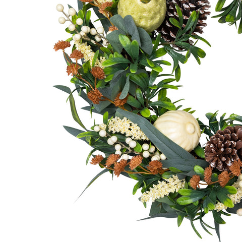 Gourds and Foliage Artificial Thanksgiving Wreath - 24-Inch  Unlit
