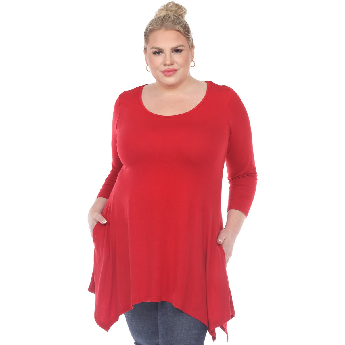  White Mark Plus Size Makayla Tunic Top - 1X - Bonton