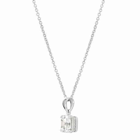 Royal Asscher Cut Pendant Necklace Finished in Pure Platinum
