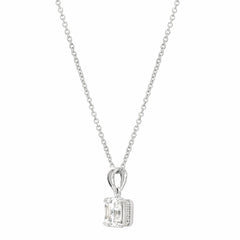 Royal Asscher Cut Pendant Necklace Finished in Pure Platinum