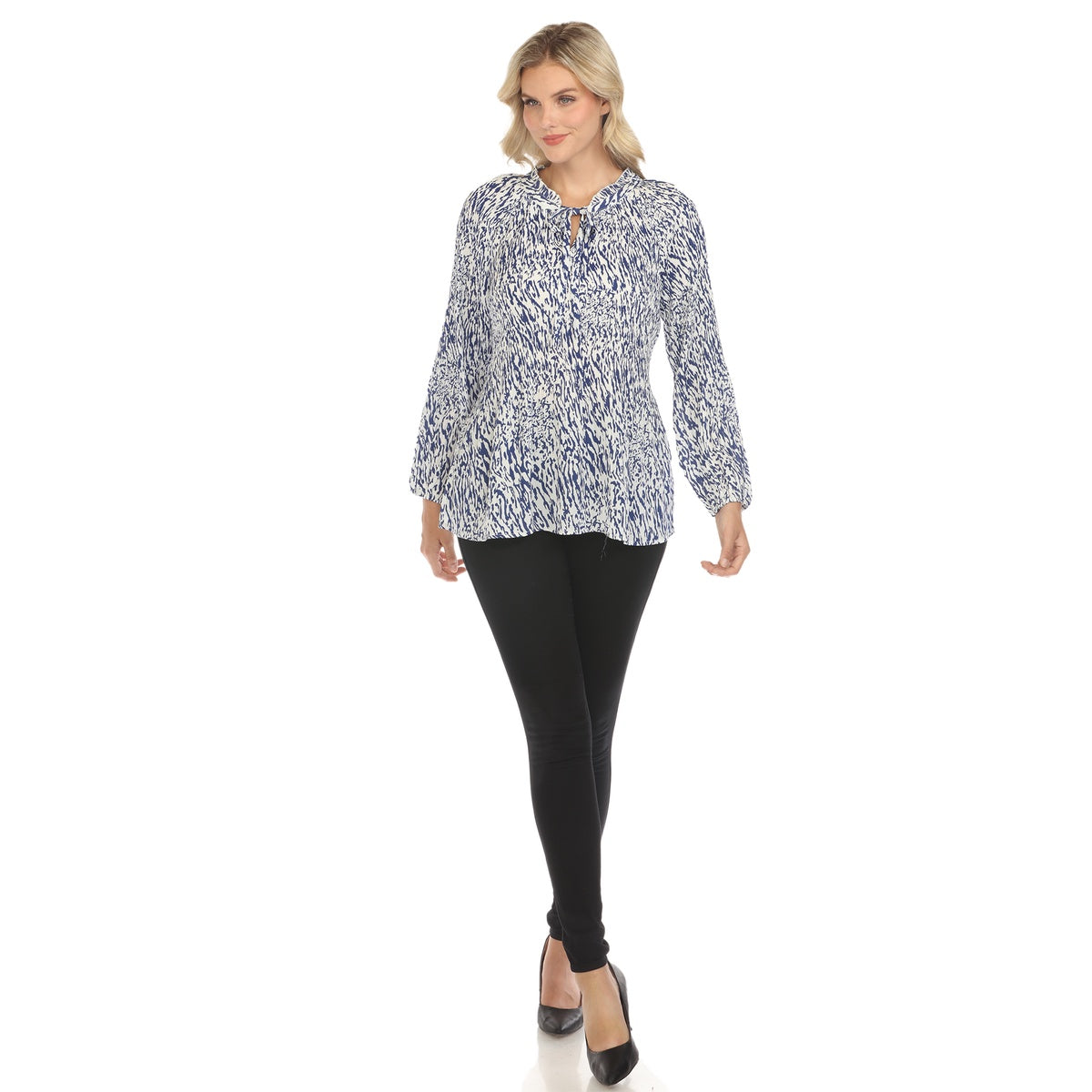  White Mark Women's Printed Peasant Chiffon Blouse - S - Bonton