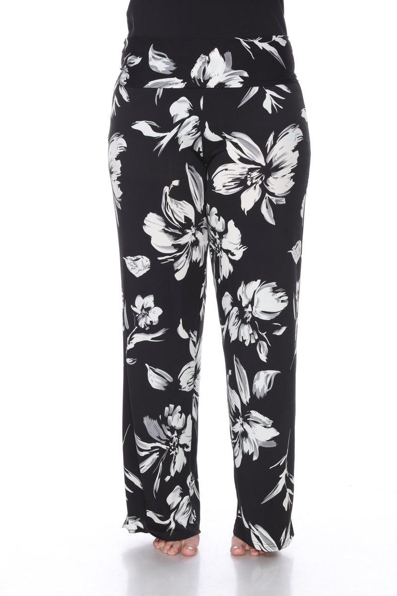  White Mark Flower Print Plus Size Palazzo Pants - 4x - Bonton