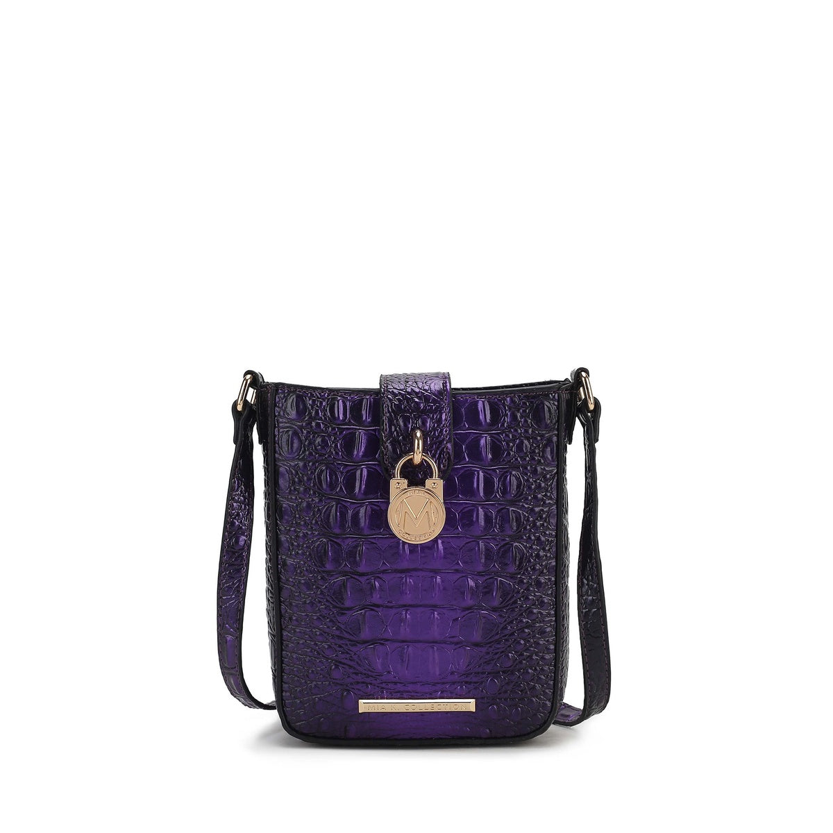  MKF Collection Avery Croc-Embossed Crossbody Bag - Croco Navy - Bonton