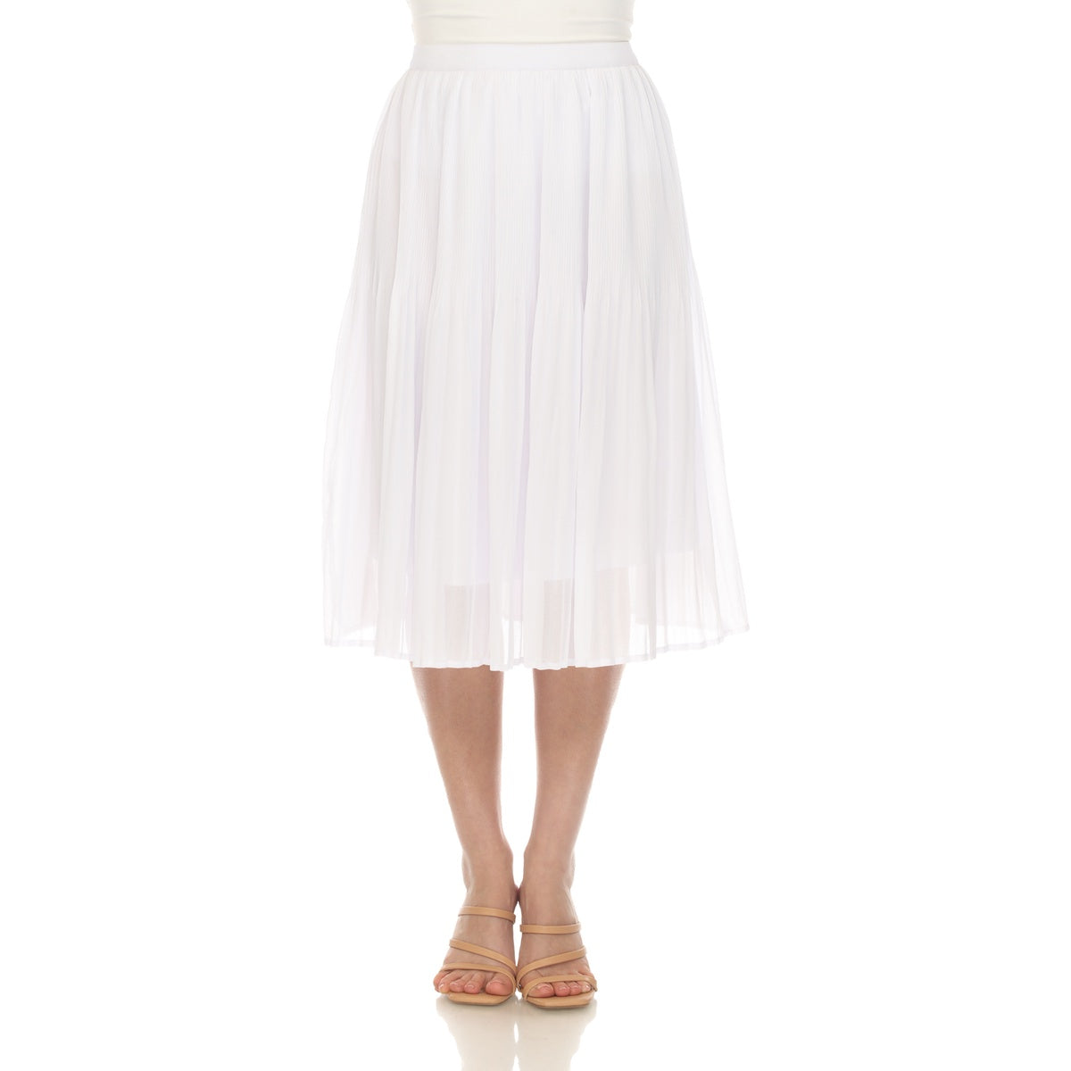  White Mark Women's Chiffon Pleated Midi Skirt - S - Bonton