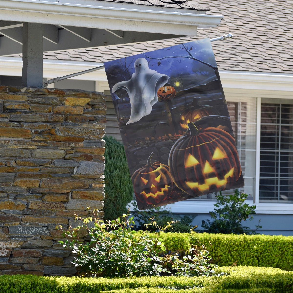  Northlight Pumpkins and Ghost Spooky Halloween Outdoor House Flag 28