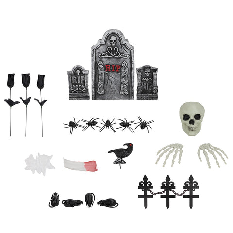 Tombstone RIP Set Outdoor Halloween Decoration - 24pc