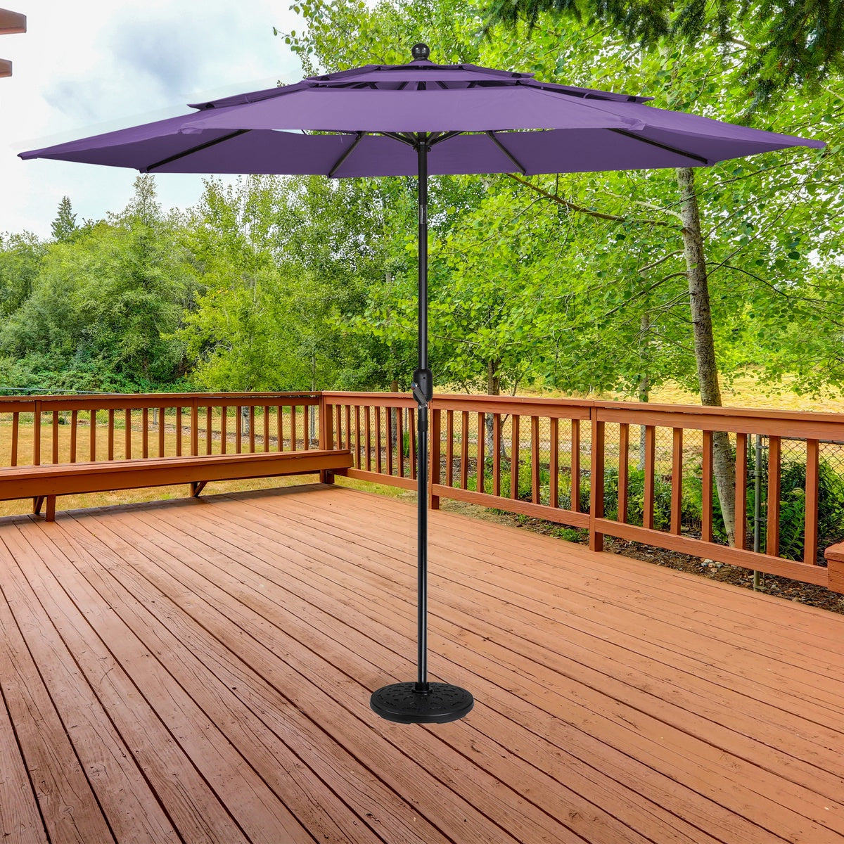  Northlight Black Flat Round Resin Base Stand for Patio Umbrella - 21lbs - Default Title - Bonton