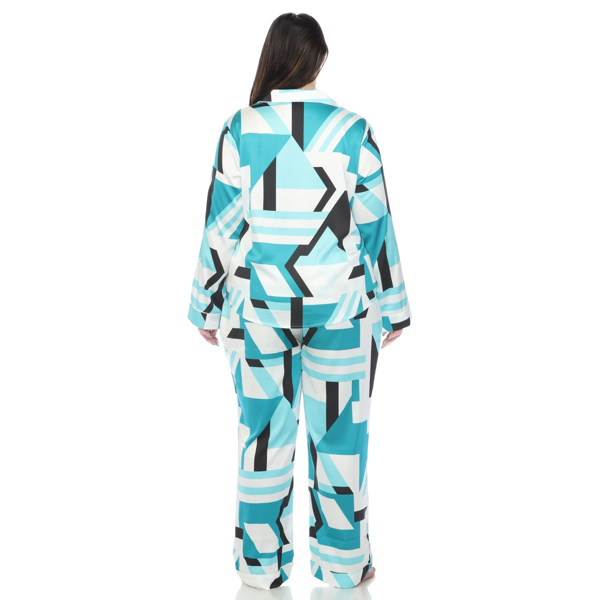  White Mark Plus Size Printed Satin Pajama Set - 3X - Bonton