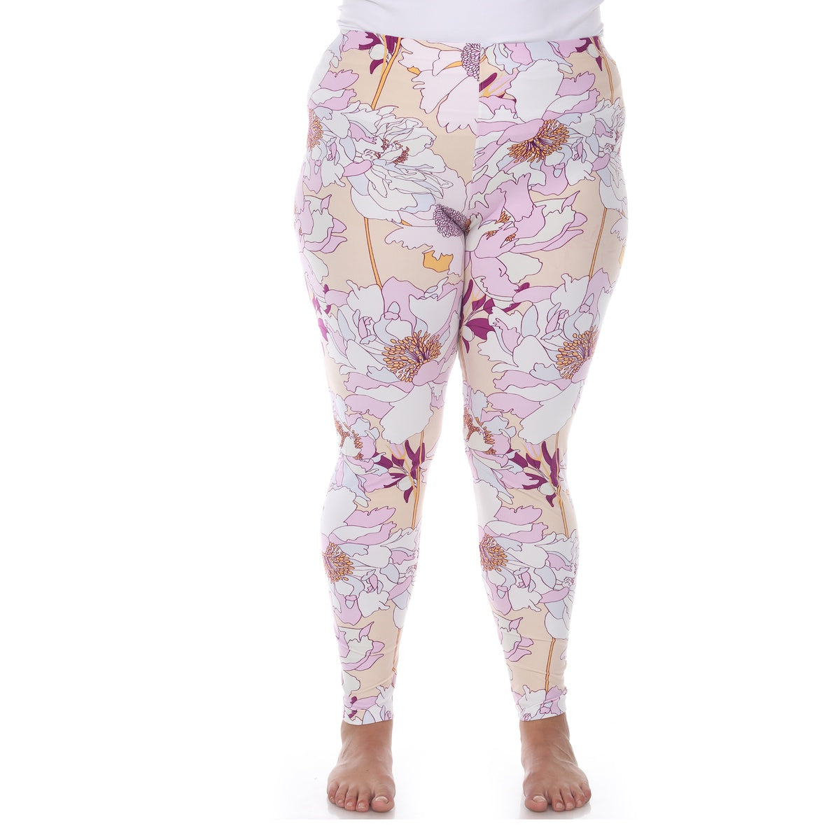  White Mark Plus Size Super Soft Tropical Printed Leggings - one size - Bonton