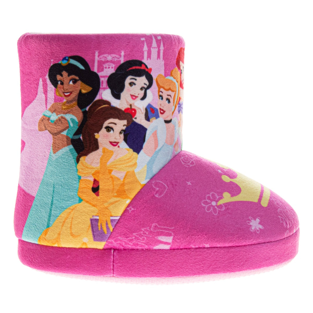  Josmo Disney Princess Slippers Booties Belle, Snow White, Jasmine, Cinderella, Ariel Warm Fluffy House Slippers for Girls (Toddlers) - 5-6 - Bonton