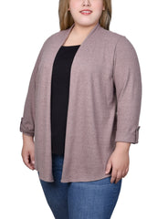 Plus Size Roll Tab Sleeve 2Fer Set