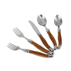 Laguiole 20 Piece Stainless Steel Flatware Set, Service for 4, Wood Grain