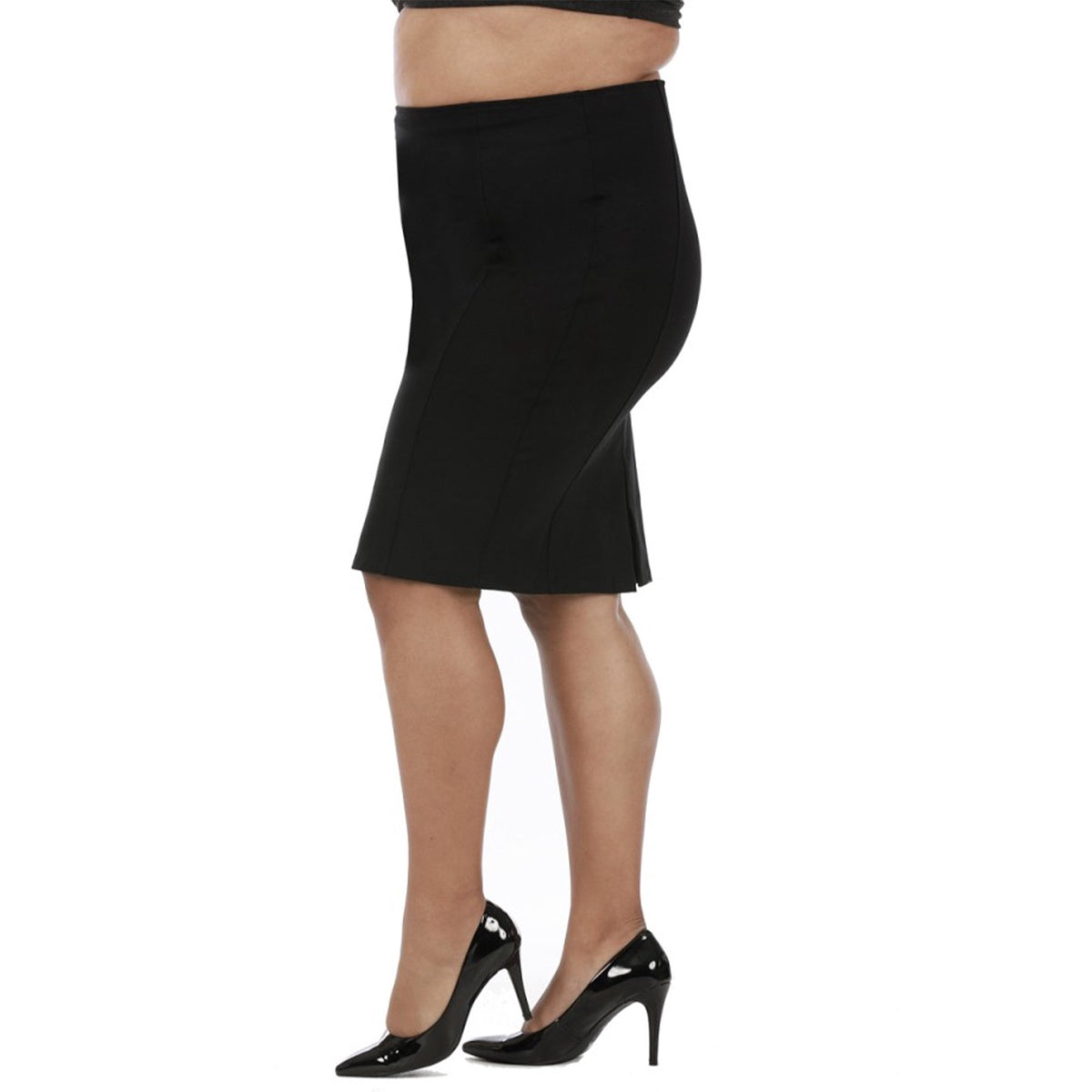  InstantFigure InstantFigure Curvy Plus Size Short Pencil Skirt 168024C - Black - Bonton