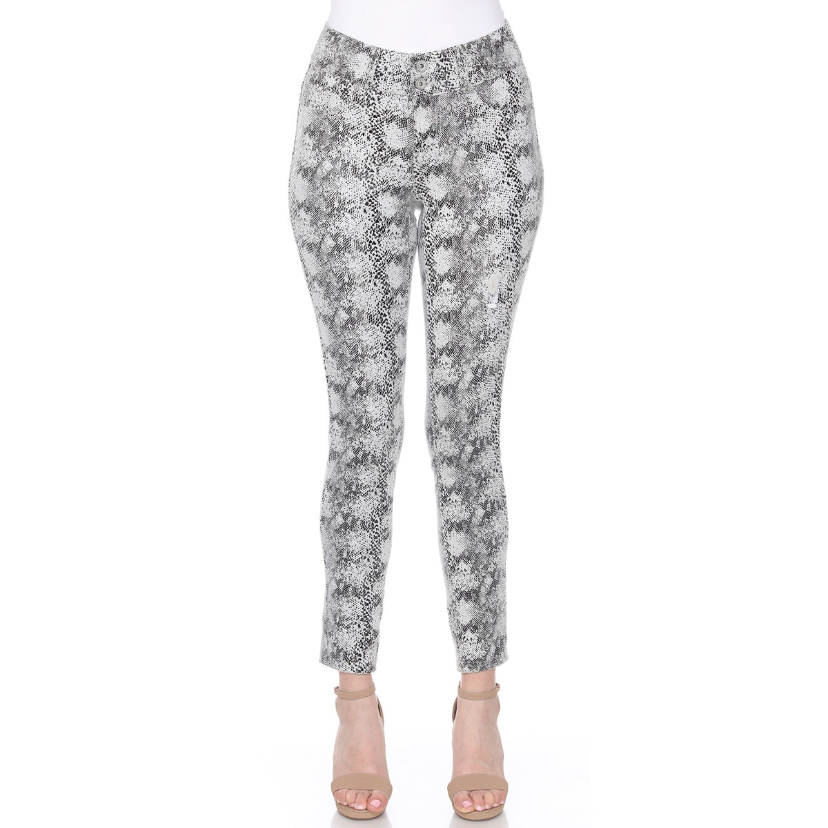  White Mark Faux Suede Snake Print Pants - 2 - Bonton