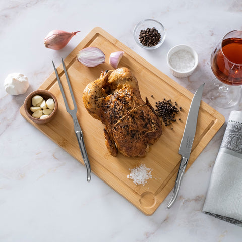 Laguiole Stainless-Steel Carving Set With Wood Cutting Board