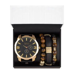 Analog Watch-Three Piece Bracelet Set