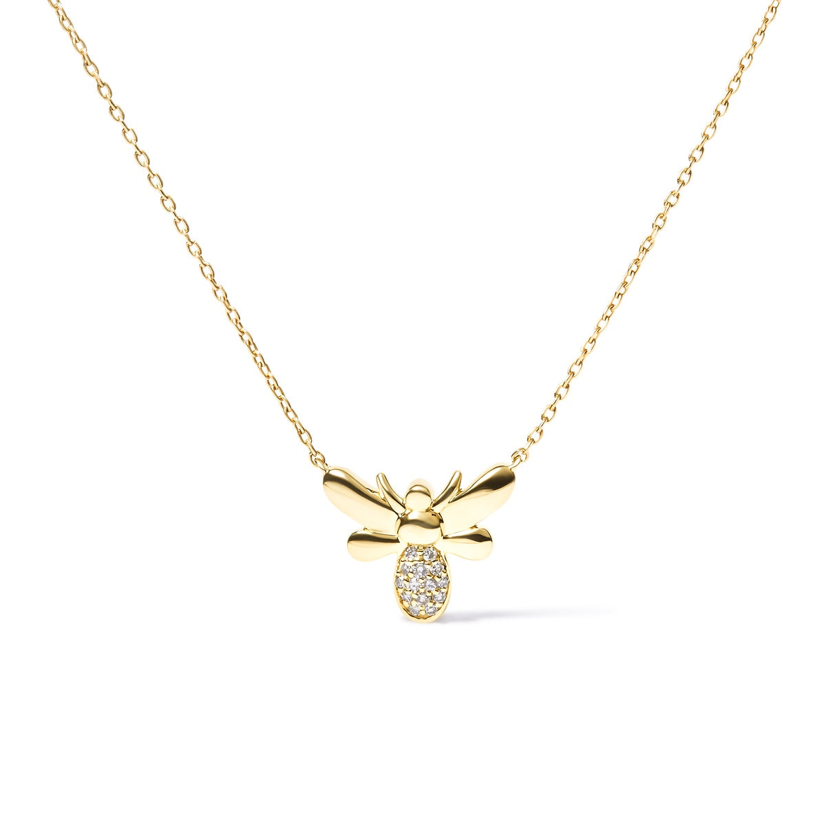  Haus of Brilliance 10K Yellow Gold Diamond Accented Bumble Bee Pendant 18