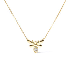 10K Yellow Gold Diamond Accented Bumble Bee Pendant 18" Inch Necklace (H-I Color, I1-I2 Clarity)