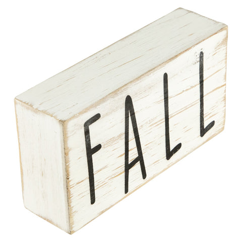 6" White Washed Wood Autumn Harvest Fall Sign