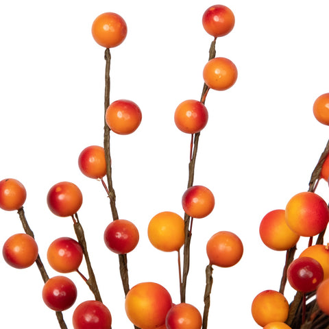 Artificial Berries Fall Harvest Twig Wreath - 14" - Orange and Red - Unlit
