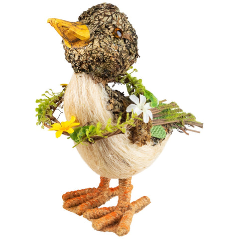 Standing Mixed Foliage Spring Duck Figurine - 8" - Brown  Ivory and Orange