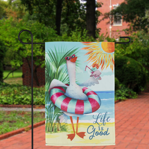 Beach Duck "Life Is Good" Outdoor Garden Flag 18" X 12.5"